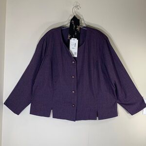 Helen Blake One Layer Button Front Jacket with Floral Scarf. 32W. NWT.